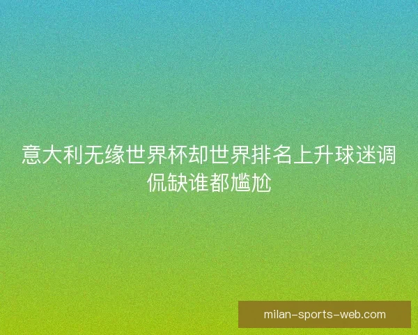 意大利无缘世界杯却世界排名上升球迷调侃缺谁都尴尬